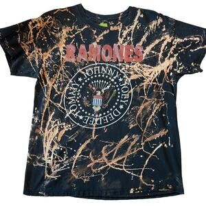 Ramones Custom Tie Dye Bleached Band T-Shirt Size L
